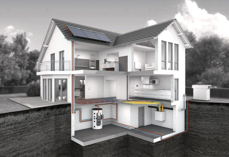 Sistem toplotne črpalke zrak-voda v monoblok izvedbi. Cevi, ki povezijejo zunanjo enoto z notranjo morajo biti čim bolje izolirane in v čim krajših razdaljah.